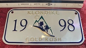 Vintage Mini 6 Inch Metal License Plate Klondike 'Alaska' 1998 Gold Rush Bicycle - Picture 1 of 5