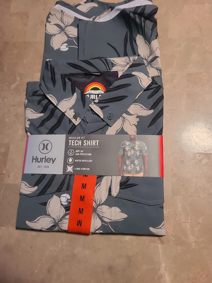 Men's Hurley Medium Short Sleeve Woven Tech Shirt Green