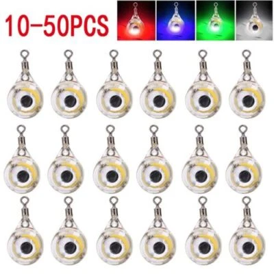 Mini señuelo de pesca de 10-50 piezas luz LED caída profunda bajo el agua forma de ojo calamar de pesca Foto 1 de 4