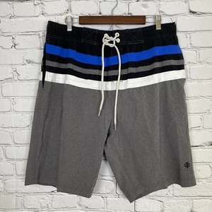 Coolibar Mens Island Swim Trunks Size Large Gray UPF 50+ Mesh Lined Striped 10” - Picture 1 of 13