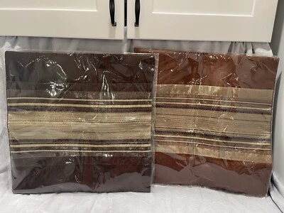 Par de fundas de almohada decorativas a rayas marrones fundas sofá sofá 16x16 Foto 1 de 4