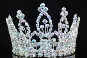 MINI AB RHINESTONE FULL HAIR CROWN TIARA PARTY BRIDAL JEWELRY SMALL SIZE M279AB - Picture 1 of 4