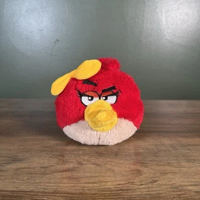 Angry Birds Plush Red Girl Bird Yellow Bow Commonwelth 2011 Stuffed Toy 5" - Image 1 of 4