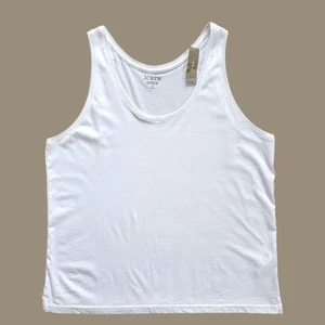 J Crew Tanktop Damen Größe Large weiß 100 % peruanische Pima-Baumwolle U-Ausschnitt neu - Bild 1 von 12