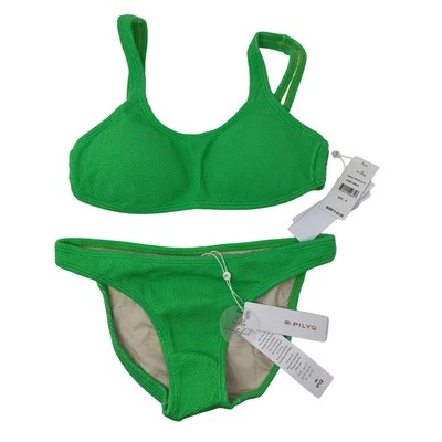 Pily Q Women's Sz Small Kiwi Reef Ring Side Two Piece Bikini Swimsuit Green NEW - Image 1 of 4