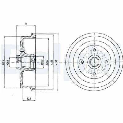 2x DELPHI Bremstrommel Trommeln Trommelbremse Hinten BF399 - Bild 1 von 2