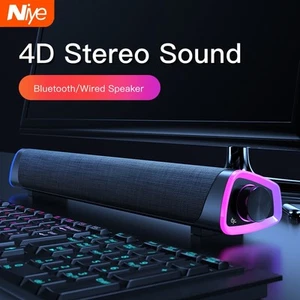 Bluetooth 5.0 4D Ordinateur Barre de Son Subwoofer Haut-Parleur pour MacBook Ordinateur Portable PC Stéréo - Photo 1 sur 6