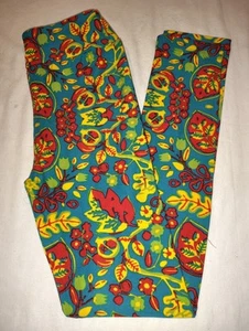 LuLaRoe Leggings Kids L/XL NWOT Green Multi Color Flowers NEW OS - Picture 1 of 3