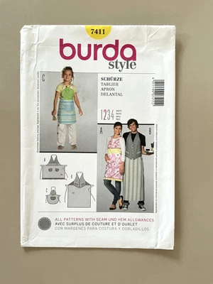 Burda Apron Pattern 7411 Size 10-20 UNCUT - Image 1 of 2