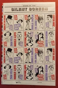 1994 29c Stars of the Silent Screen Plate Block of 20 #2819-2828 - Bild 1 von 2
