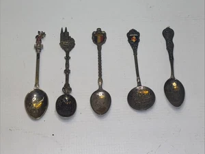 Antique Rare European Souvenir Spoon - Sterling Silver / Plated - Lot Of 5 - Picture 1 of 24