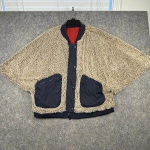 Hei Hei Anthropologie Wende Sherpa Poncho Jacke beige oder rot Größe XL 868 - Bild 1 von 8