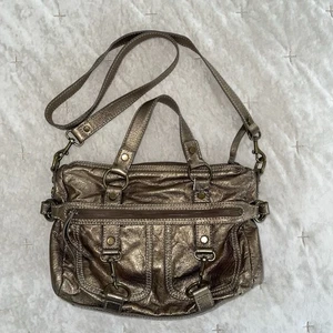 The Sak Metallic Bronze Leather Shoulder Bag Crossbody Purse with Pockets - Picture 1 of 8