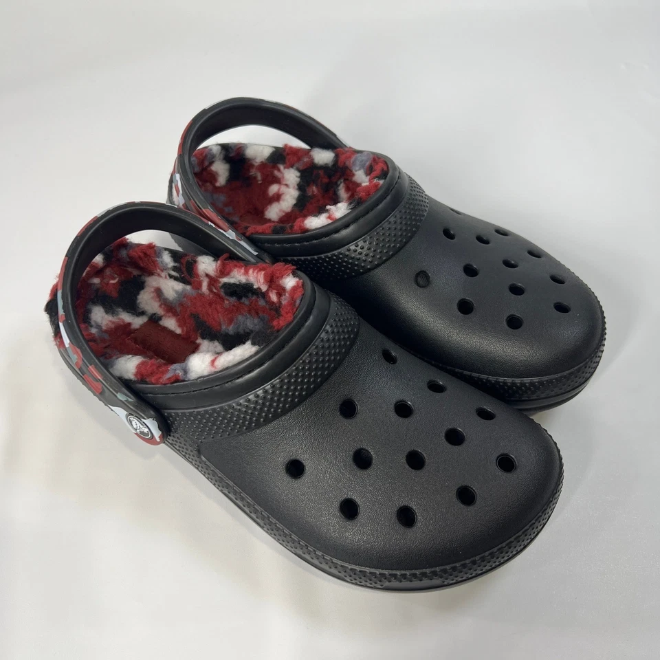Zueco Crocs Clásico Forrado Camuflaje M7 W9 Negro Rojo Difuso Cálido Sin Cordones Zapatos Cómodos Foto 1 de 4
