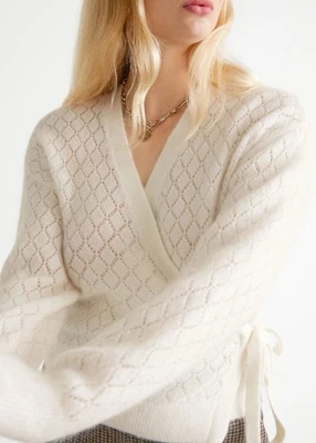 & Other Stories Pointelle Knit Wrap Cardigan Sweater Mohair Wool Size Small - Image 1 of 4