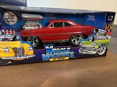 NEW IN BOX!! Muscle Machine 1/18 Scale Diecast 1967 Nova in Red - Image 1 of 4