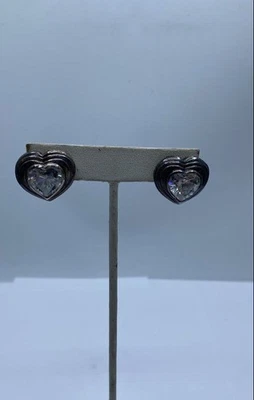 Brincos de prata esterlina com clipe em forma de coração de zircônia cúbica transparente 0,925 16,21 g - Imagem 1 de 4