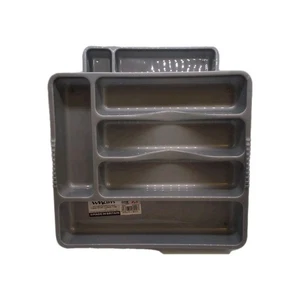 Brandneu Paar Besteckschalen Schublade 5 Abschnitte Kunststoff Küche Organizer Silbergrau - Bild 1 von 4