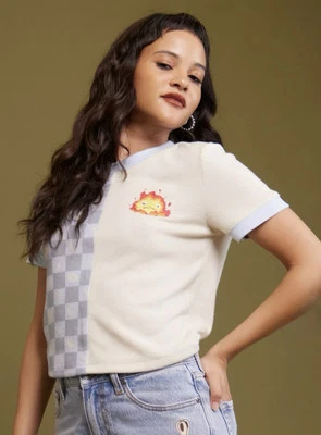 Camiseta Her Universe Studio Ghibli Howl's Moving Castle Calcifer Split Ringer S Foto 1 de 4