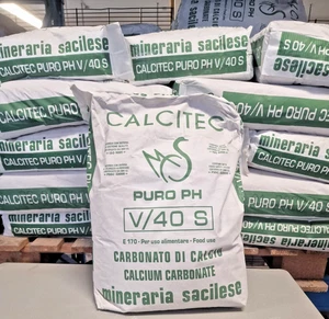 Calcitec Kalksteinmehl 99 % Calciumcarbonate CaCO3 E 170, 25 kg Sack 40 micron - Bild 1 von 4