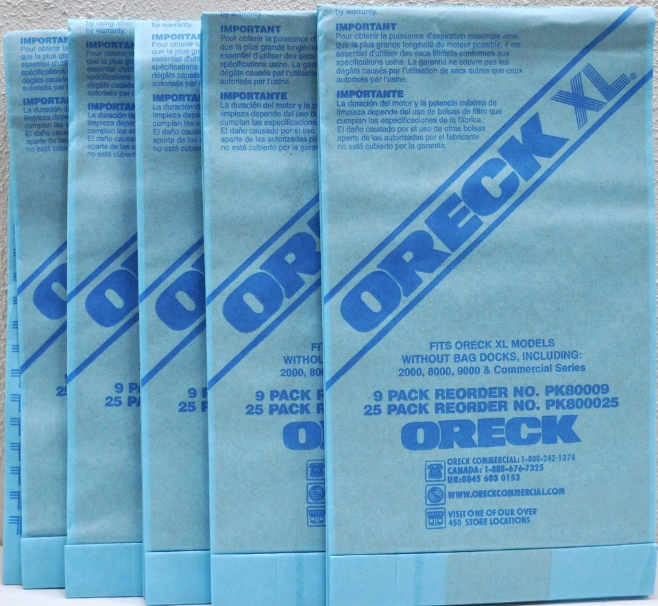Oreck XL Upright Vacuum Disposable Bag PK8000 5 Pk 2000, 8000 , 9000, Commercial - Image 1 of 1
