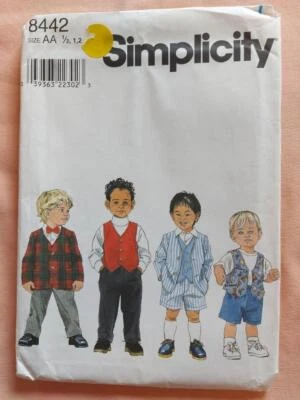 Simplicity 8442 Toddler's Jacket, Vest, Pants or Shorts Pattern Size 1/2-1-2 - Image 1 of 2