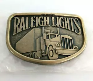 Raleigh Lights Belt Buckle Vintage Trucker Truck Tobacciana Advertising - Picture 1 of 5
