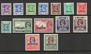 BURMA SG 015-027 1939 GV1 SERVICE SET M/M - Bild 1 von 2