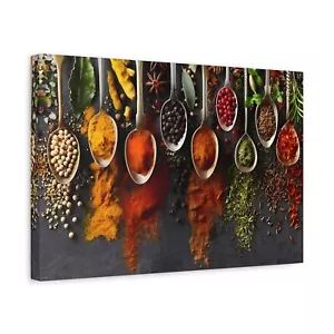 Stampa artistica da parete su tela con cornice spezie colorate - decorazione dipinti cucina - Foto 1 di 12