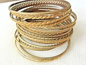 18 Bangle Bracelets Matte Gold Color with Various Designs   NWOT - Picture 1 of 4