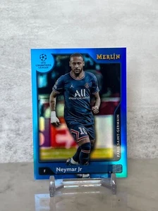 2021-22 Topps Merlin Collection Chrome UCL Neymar Jr Blue Refractor /75 PSG - Picture 1 of 2