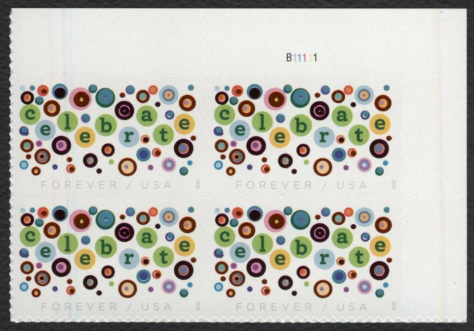 #5434 Celebrate, Plate Block [B11111 UR] Mint **ANY 5=FREE SHIPPING** - Image 1 of 1