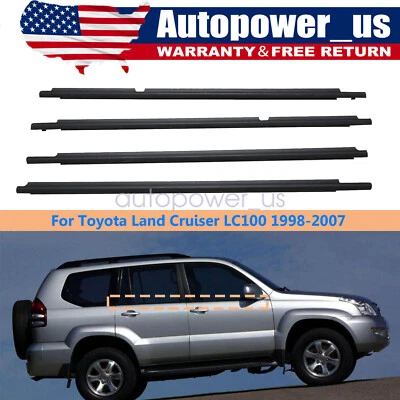 4x For Toyota Land Cruiser LC100 1998-2007 LH RH Door Window Strip Black Frame — 第 1/4 张图片