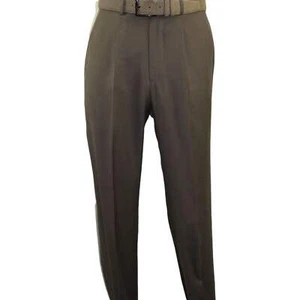 Pantalones de vestir plisados para hombre MANTONI 100 % lana Super 140's calce clásico 40901 topo - Imagen 1 de 6