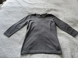Armani Collezioni Grey Fine Knit Wool Jumper Size 40 UK 10-12 Half Sleeve PULL - Picture 1 of 12