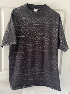 Vintage 90s OP Ocean Pacific Surf Skate Aztec Geometric T Shirt XL Black Gray - Picture 1 of 5