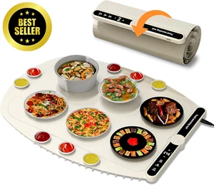 Electric Warming Tray, Food Warming Mat with 9-Speed Thermos and 6-Speed Timer - Picture 1 of 12