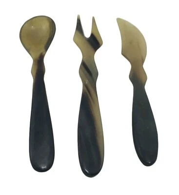 Buffalo Horn Utensil Set - Knife Fork & Spoon Great 4 Historical Reenacting SCA — 第 1/4 张图片