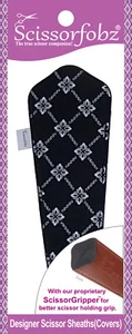 Cubierta de funda de tijeras de diseñador SCISSORFOBZ individual grandes diamantes blancos y negros - Imagen 1 de 5