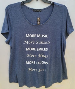 NWT Knapp Studio Womens 2X Pullover Blouse Short Sleeve Music Sunsets Smiles Hug - Picture 1 of 5