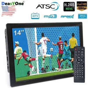 14 Zoll HD Tragbarer Digital TV ATSC Digital Analog Mini Wiederaufladbar USB Auto TV - Bild 1 von 6