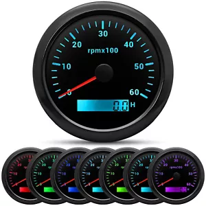 85MM Boat Tachometer Gauge 6000RPM Waterproof for Car Marine Truck w/ Hour Meter - Picture 1 of 12