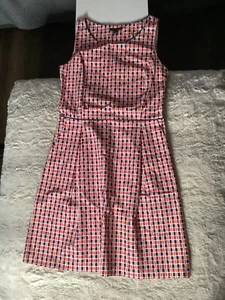 Tommy Hilfiger Women Red Casual Dress 6 Checkered Blue Mid - Picture 1 of 9