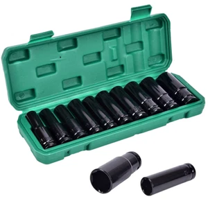 10-24MM 10PCS 1/2" Deep Impact Socket Set Metric Garage Workshop Tools with Case - Picture 1 of 12
