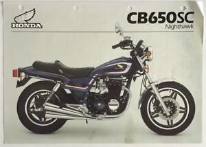 HONDA CB650SC NIGHTHAWK MOTORCYCLE Sales Specification Leaflet MAR 1982