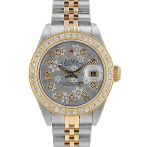 Rolex Orologio Donna Datejust Oro 18K e Acciaio Argento Quadrante e Lunetta Diamanti Floreali - Foto 1 di 19