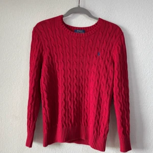 Polo Ralph Lauren Girls Red Cable Knit Cotton Sweater Sz L 1416 Preppy Academia - Picture 1 of 5