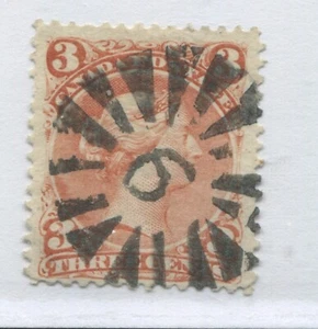 Canada 1868 3 cent Large Queen struck by perfect Kingston 9 - Picture 1 of 1