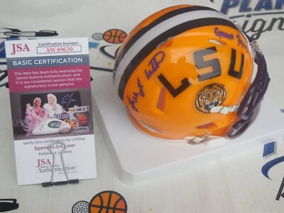 Josh Williams signed LSU Tigers speed mini helmet w/ Geaux Tigers JSA COA - Image 1 of 2