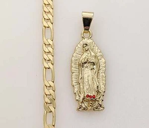 Virgin Mary Gold Plated 5mm Chain Necklace Virgen de Guadalupe Jewelry Oro Dije - Picture 1 of 5